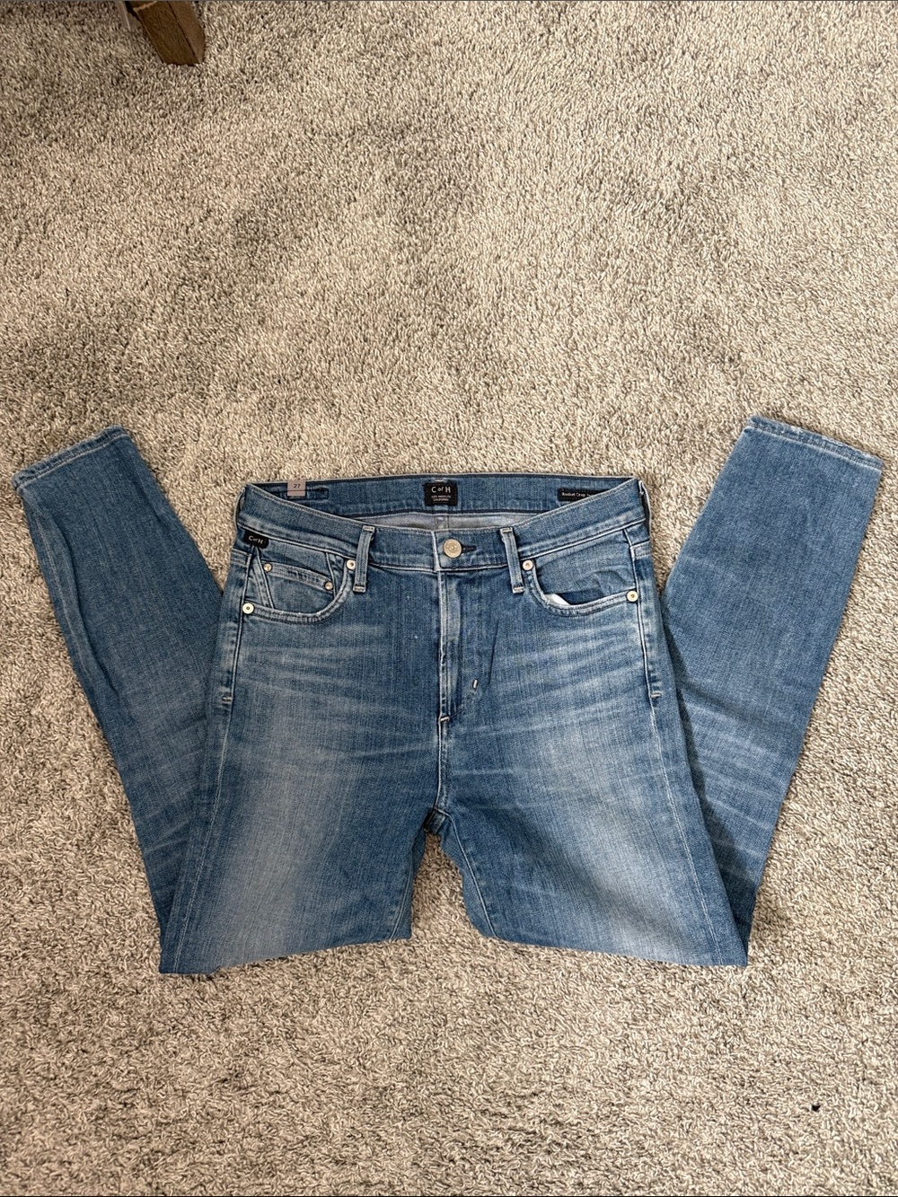Citizens of Humanity Rocket Crop High Rise Skinny Jeans in Medium Blue Wash